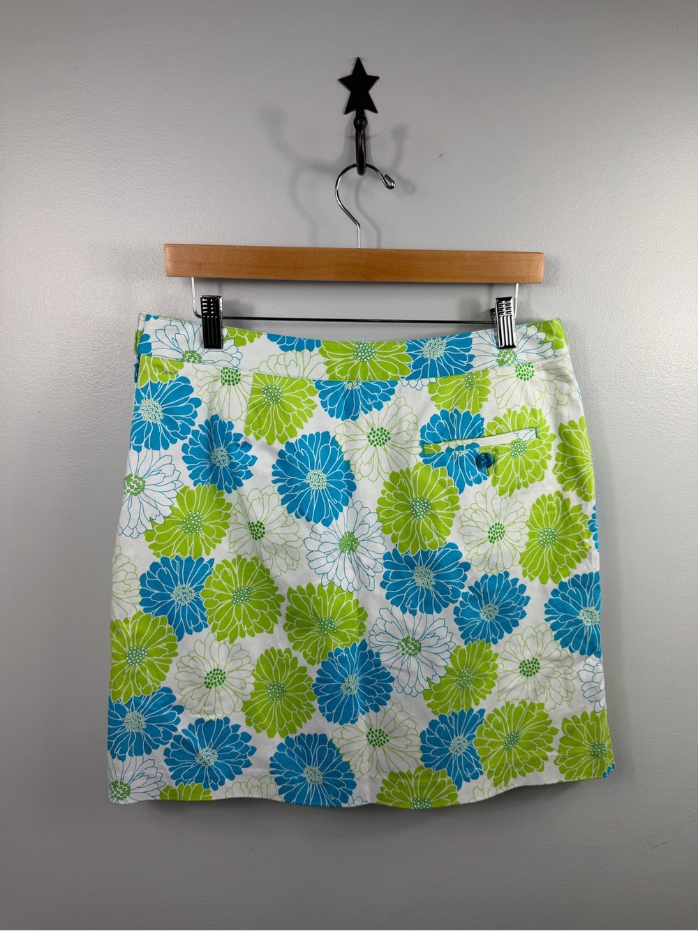 EP Pro Golf Skort Womens Size 10 Floral Daisy Blue Green Stretch Skirt Pockets